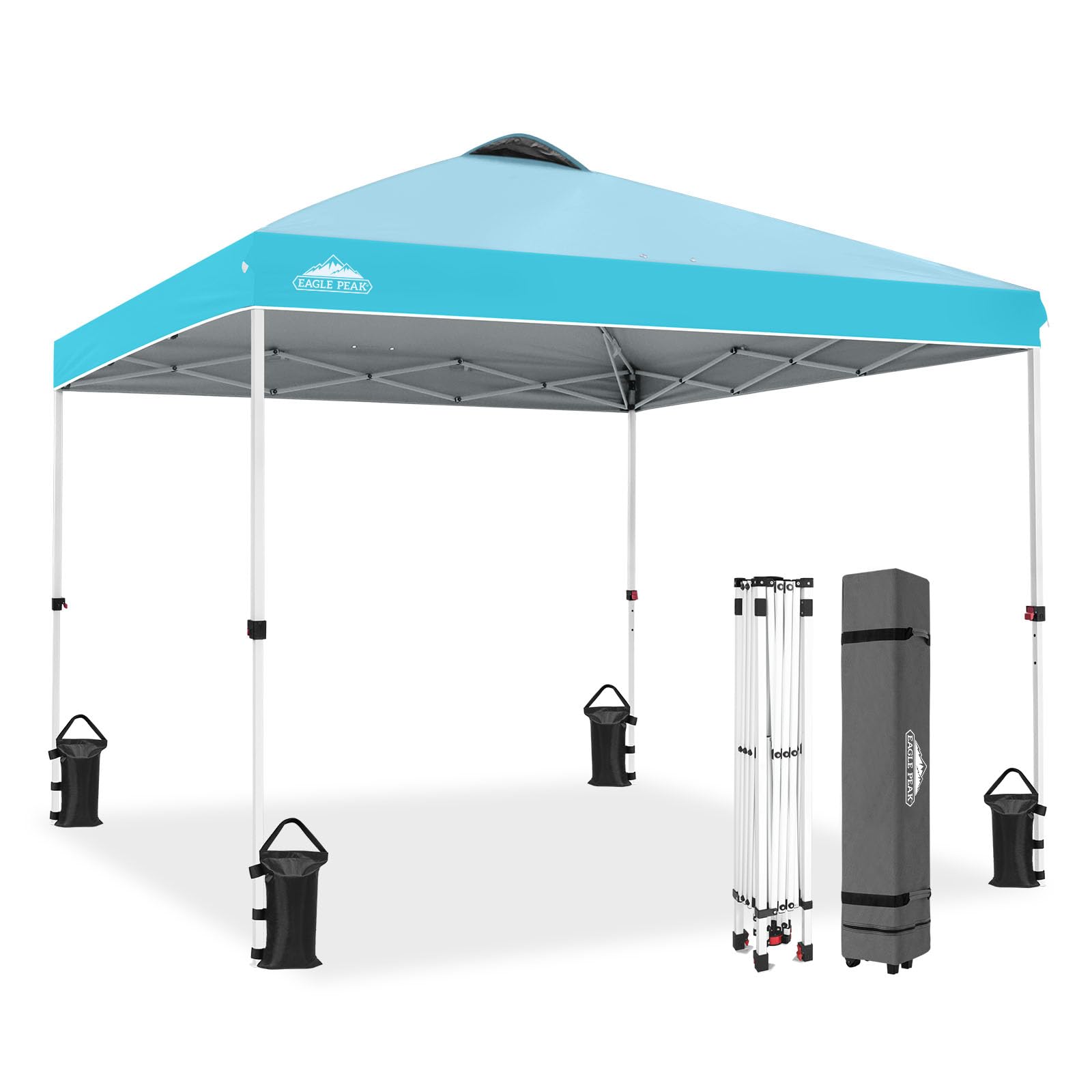 EAGLE PEAK 3m x 3m Pop Up Gazebo Tent Instant Outdoor Canopy Straight Leg Shelter (Light Blue)