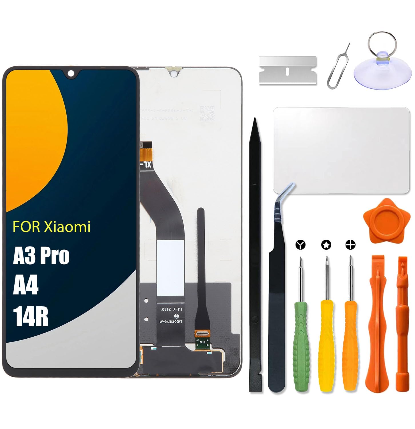 Écran de remplacement pour Xiaomi Redmi A3 Pro | A4 | 14R | 2409BRN2CG, 24116RNC1I, écran tactile LCD, numériseur, avec kit de réparation