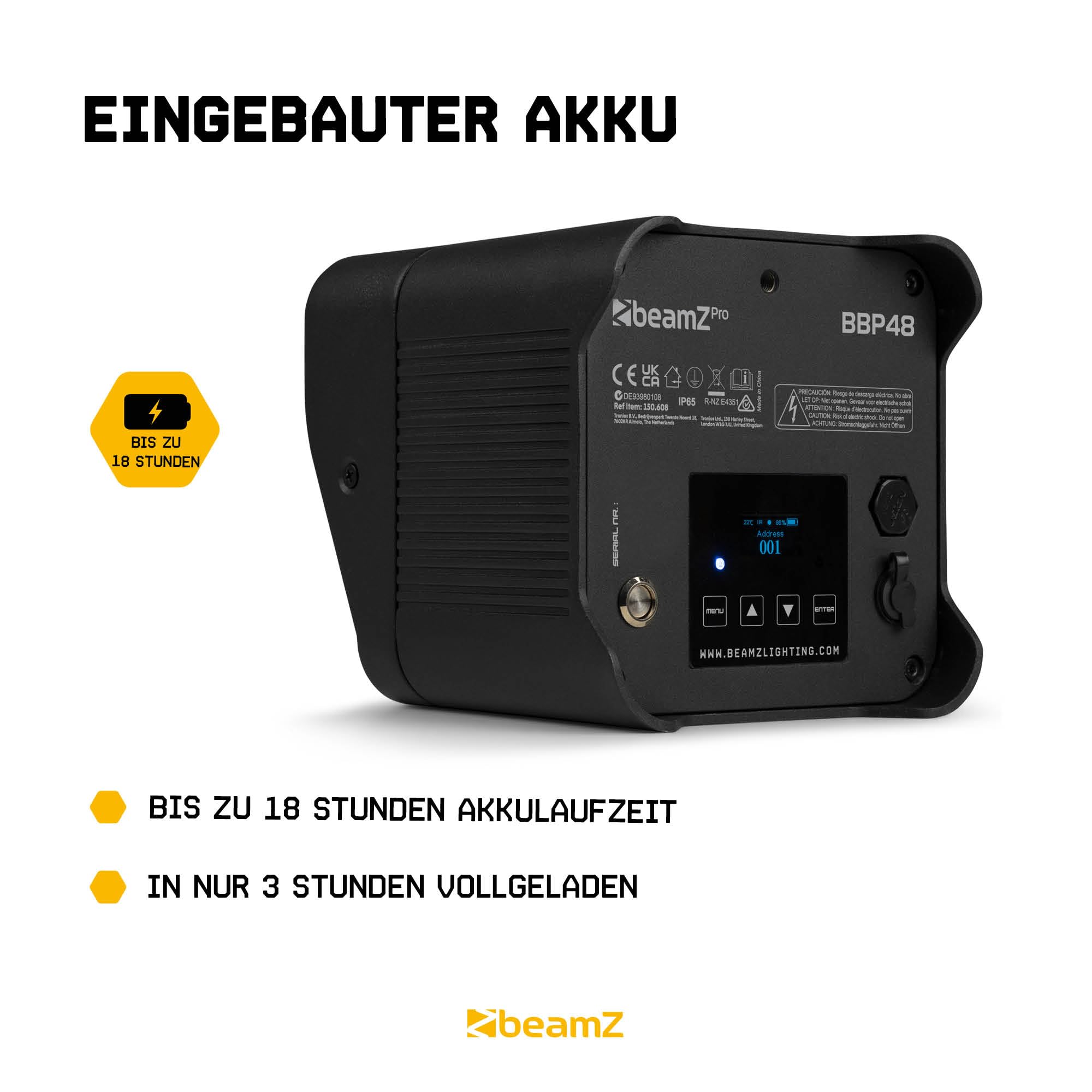 Beamz Pro BBP48 Uplight LED Par Strahler, 8er Set im Flightcase