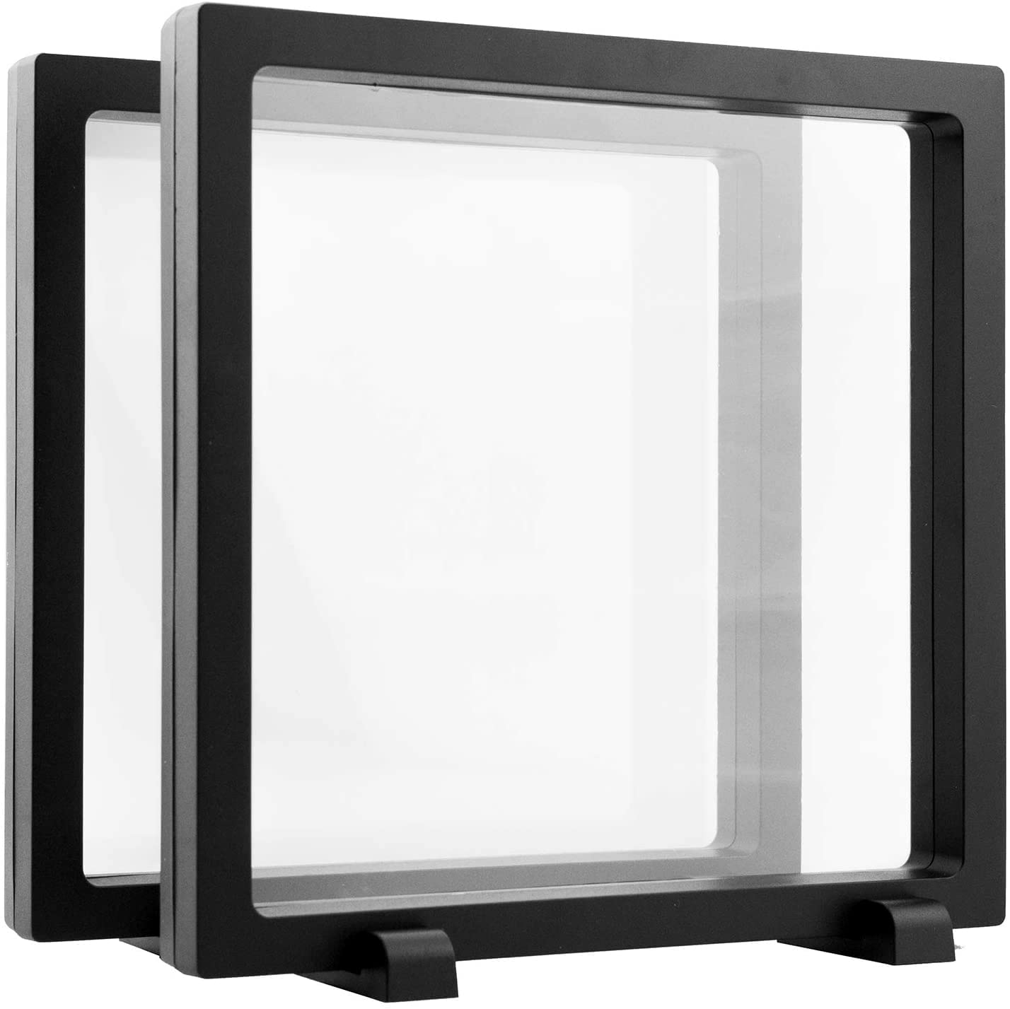 2Pcs 3D Floating Display Cases 7"7"0.8", Coin Display Frame Stand Holder for Military Challenge Coin, AA Medallion