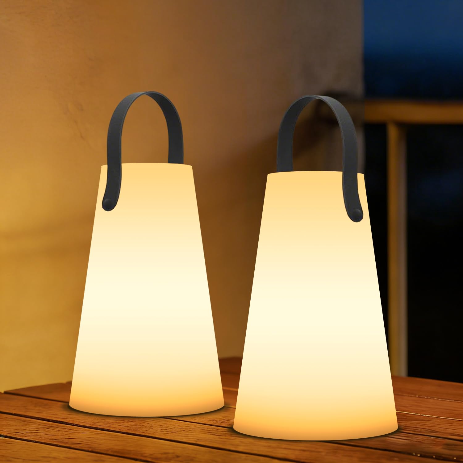 2er-Set LED Akku Tischlampe Outdoor Kabellos lampe Dimmbar, 8 Farben, USB Aufladbar Tragbare Campinglampe Laterne, IP44 Wasserdicht mit Fernbedienung für Balkon Garten Camping Gartendeko