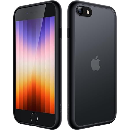 JETech Matt Hülle für iPhone SE 3/2 (2022/2020), iPhone 8/7, 4,7 Zoll, Stoßfest Militärstandard FallSchutz Handyhülle, Durchscheinende Rückseite Schutzhülle, Anti-Fingerabdruck (Schwarz)