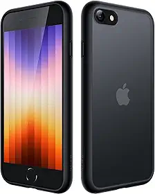 JETech Capa Fosca para iPhone SE 3/2 (2022/2020), iPhone 8/7, 4,7 Polegadas, Case Proteção Contra Quedas, Capinha Traseira Translúcida Fosca para Telefone, Anti-Impressão Digital (Preto)