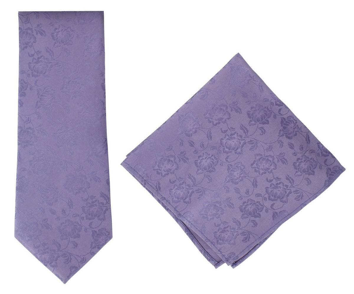 Michelsons Of London Men's Lilac Subtle Floral Silk Tie And Pocket Square Set