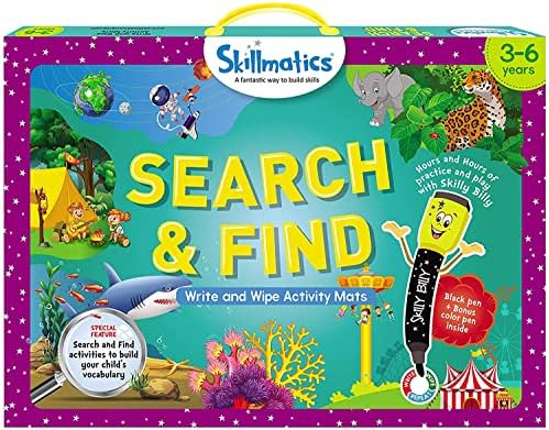 Skillmatics Search and Find Educational Game - Reusable Activity Mats with 2 Dry Erase Markers, Fun Learning, Gifts for Ages 3 to 6