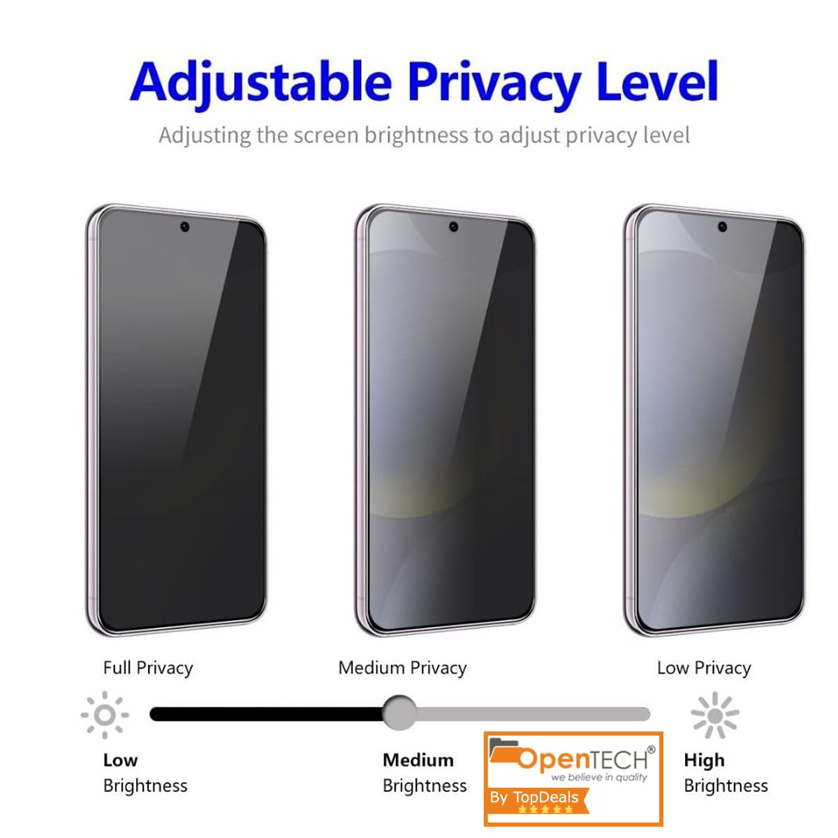OpenTech® Privacy Tempered Glass Screen Protector Compatible for Samsung Galaxy S24 / Samsung Galaxy S25 with Edge to Edge Coverage and Easy Installation kit — Amazon image 3