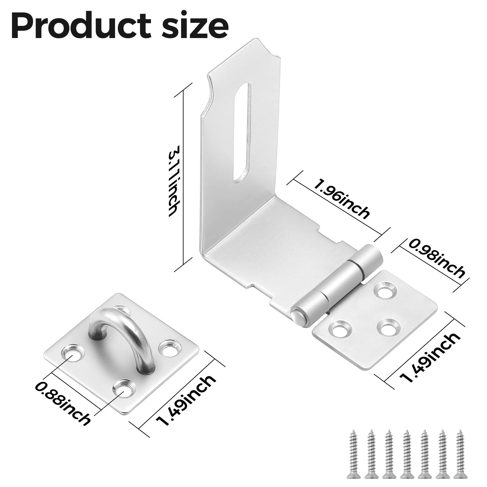 GEMASP Hasp Latch 4 Pack, 90 Degree Solid 304 Stainless Steel File Cabinet Lock Desk Drawer Lock, Safe Security Padlock Latch Hasp Lock for Personal Privacy