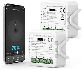 Smart Rolladen Modul mit Prozentfunktion, Etersky Schaltaktor Rolladensteuerung, Wlan Rolladen Schalter, Sprachsteuerung via Alexa, Google,Siri