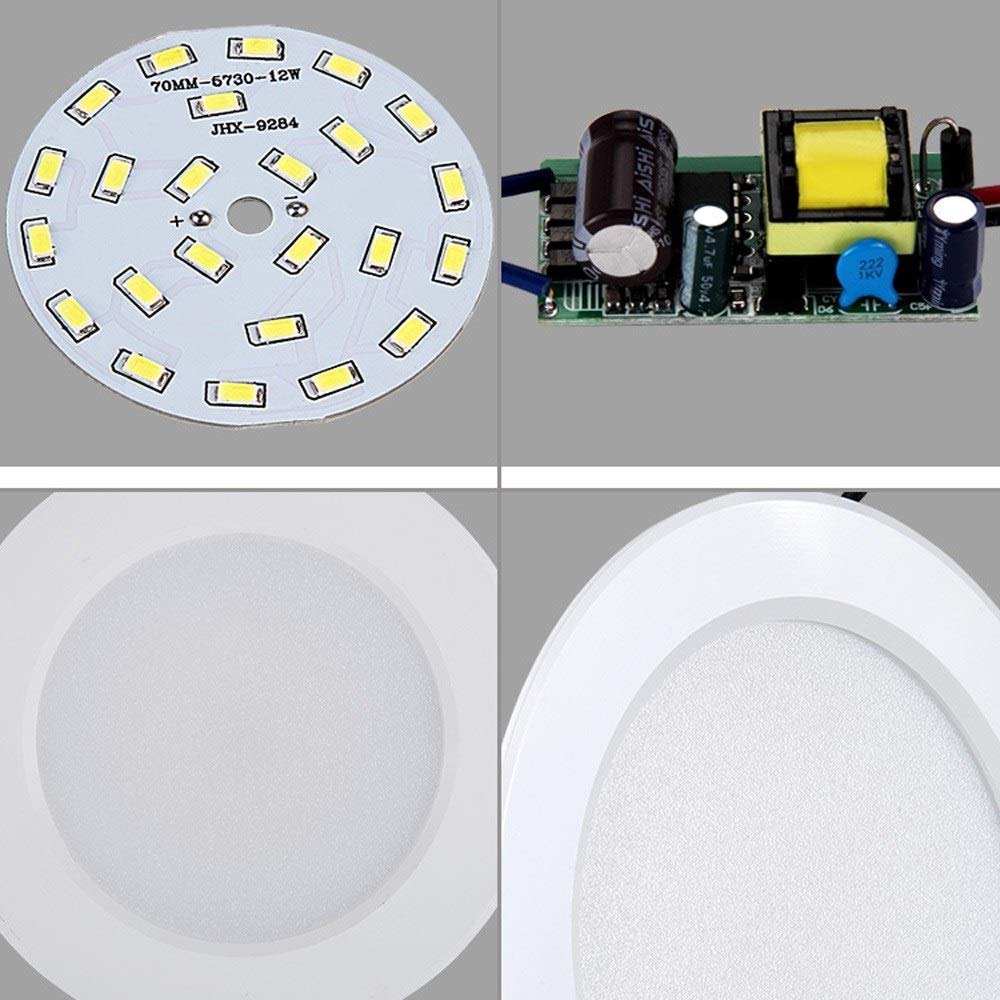 15W/18W Ultra Jasne Białe Diody Led Wpuszczane Okrągłe Sufitowe Downlighty Wpuszczane Ultracienkie Aluminiowe Oświetlenie Wewnętrzne Reflektory Do Alejek Home D(15W-Białe Światło)