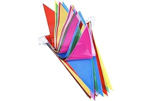 600pcs Nylon Fabric Decorations Flags, 1000ft Multicolor Pennant Banners String Bunting Flag Banner