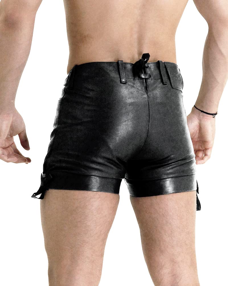 Bockle® 1991 Pants Pantalones de Cuero Cortos Negro, Size: W34/L30