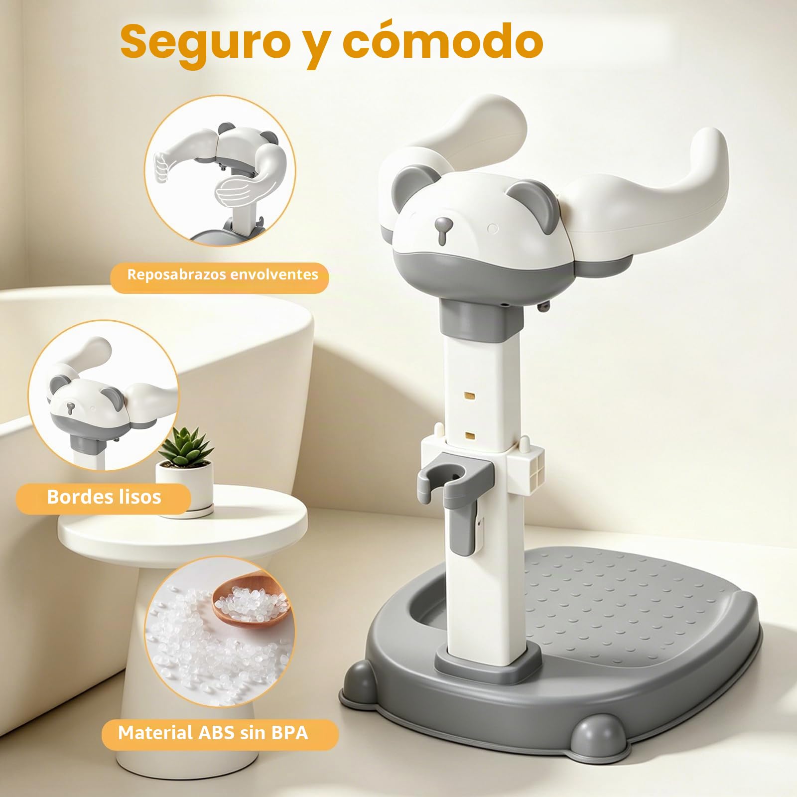 Soporte de Bañera para Bebé, Torre de Bañera Ajustable para Bebé que se Pone de Pie, Asiento de Bañera para Bebé desde hasta Niño Pequeño (8-36 Meses) para Bañarse y Cambiar Pañales (Gris)
