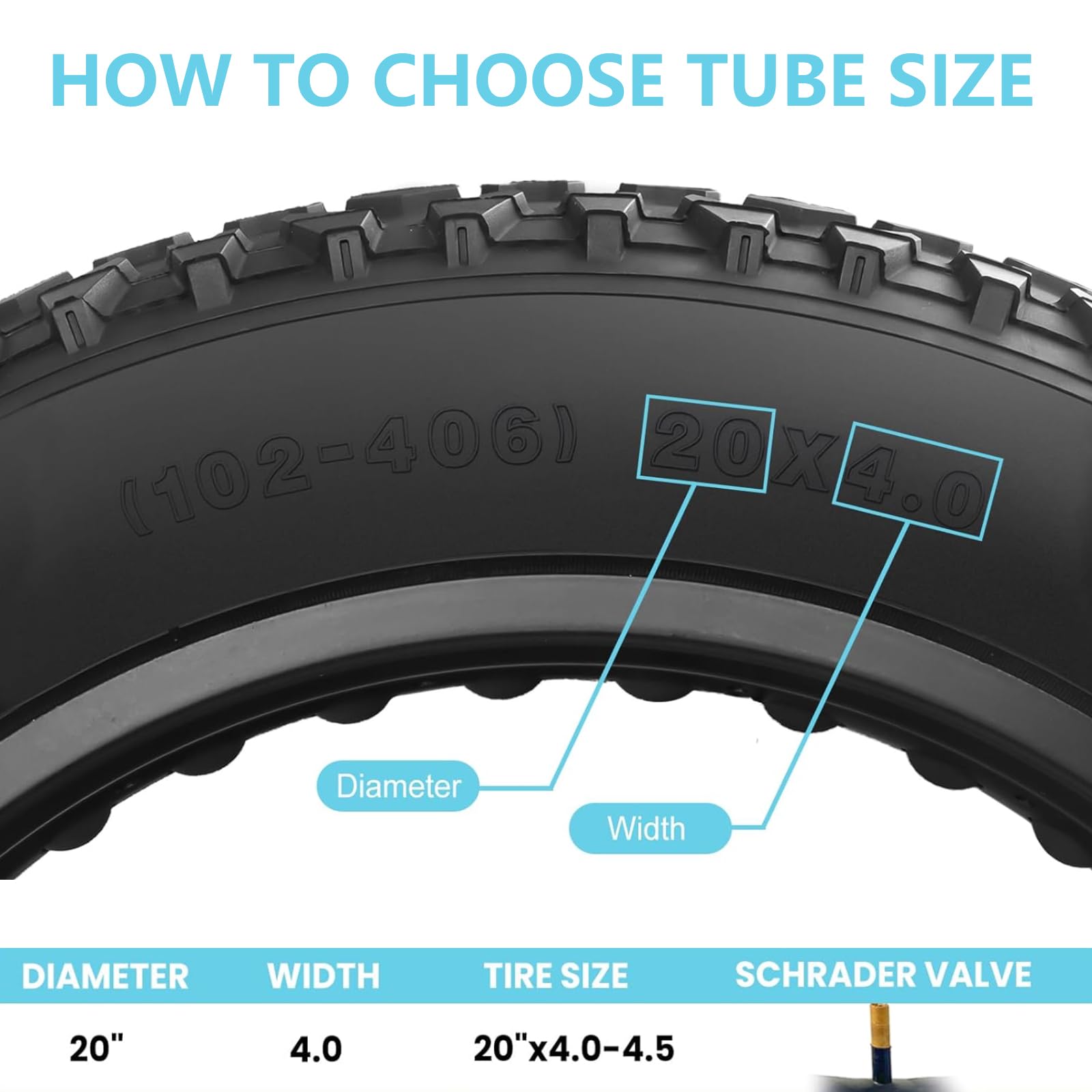 20 Zoll Fat Bike Reifen Set - 20x4.0 Fat Reifen für Hochleistungs- und geländegängiger Ersatzreifen für MTB-Fahrräder und E-Bikes für Straßen- oder Trailfahrten 2er-Pack