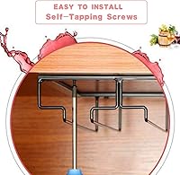 Vista 2 de Soporte para Copas de Vino - Organizador de Metal para 2 Paquetes de Copas de Vino con Tallo para Debajo del Gabinete, Colgador para Bar y Cocina