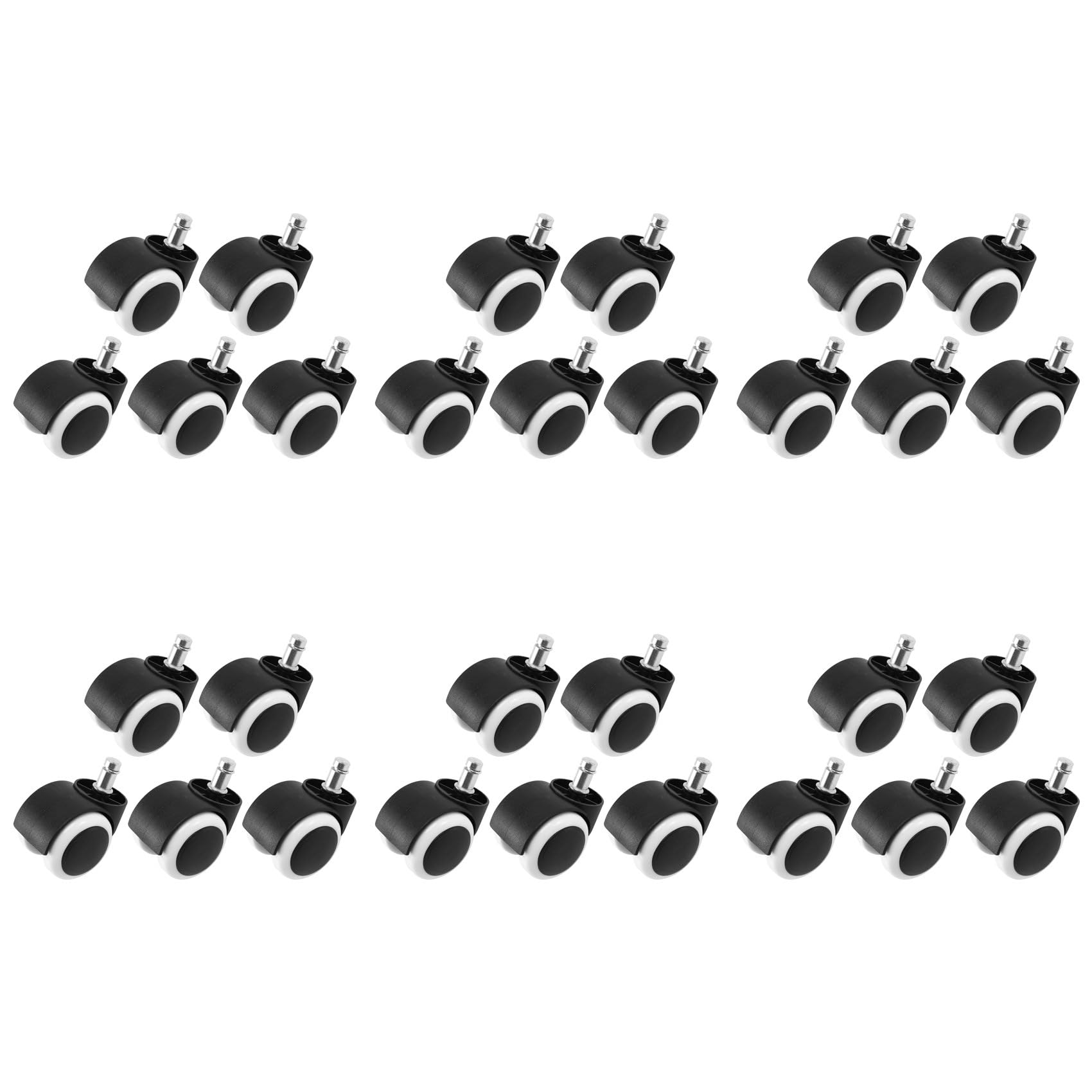 Jnchdghwa Black&White 50Mm Chair Roller Castor Wheels - Set Of 30