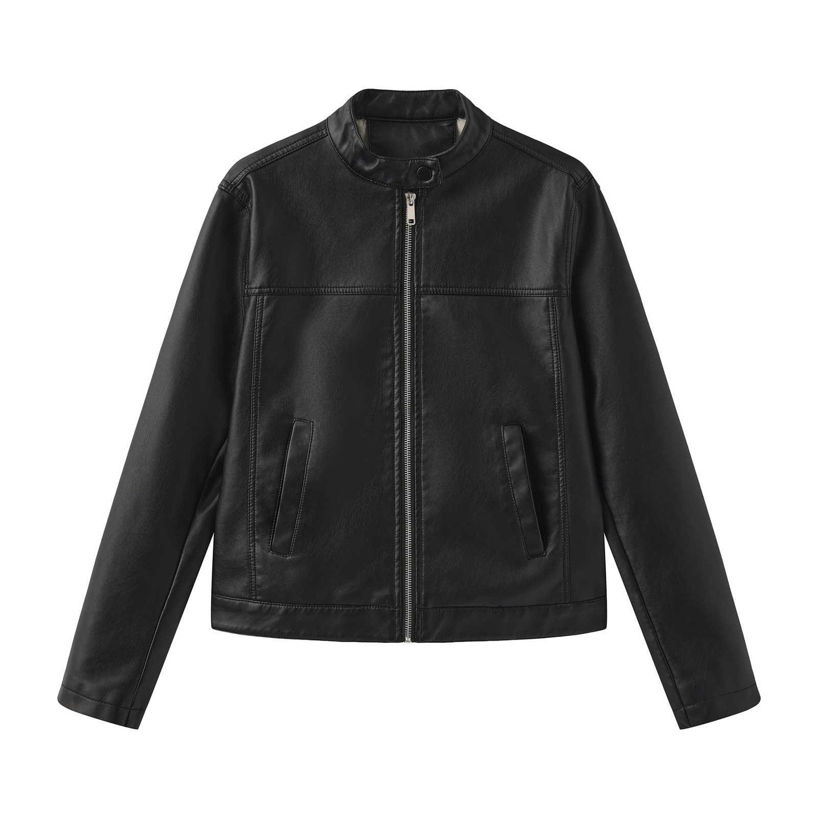 Veste Femme Blouson Perfecto Camionneur Extensible Motocross Racer Trendy Recadrée Cuir Outdoor Souple