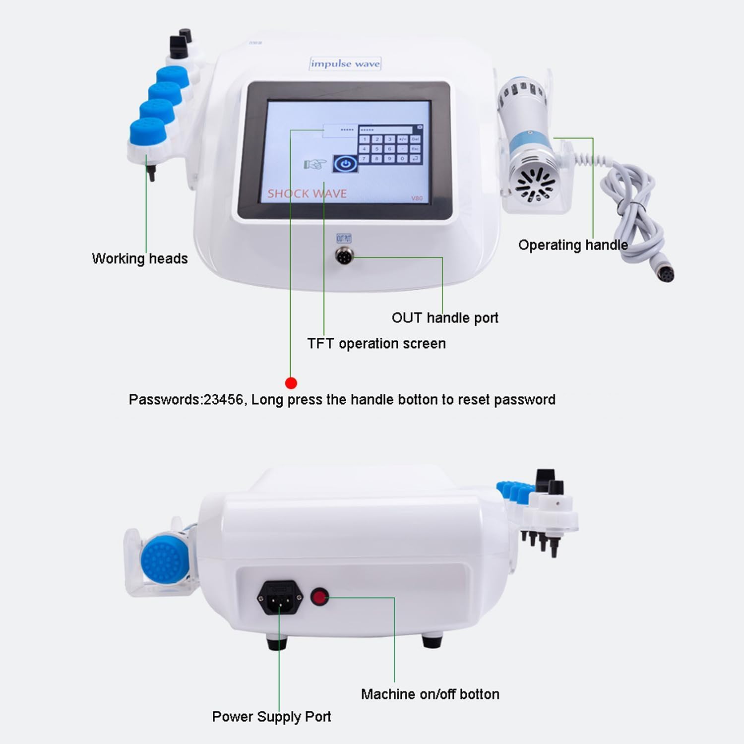 Dispositivo per Terapia A Onde Durto, Apparecchio Professionale per Terapia A Onde Durto, Massaggiatore Elettromagnetico A Onde Durto Eswt, per Il Sollievo dal Dolore, Il Miglioramento del