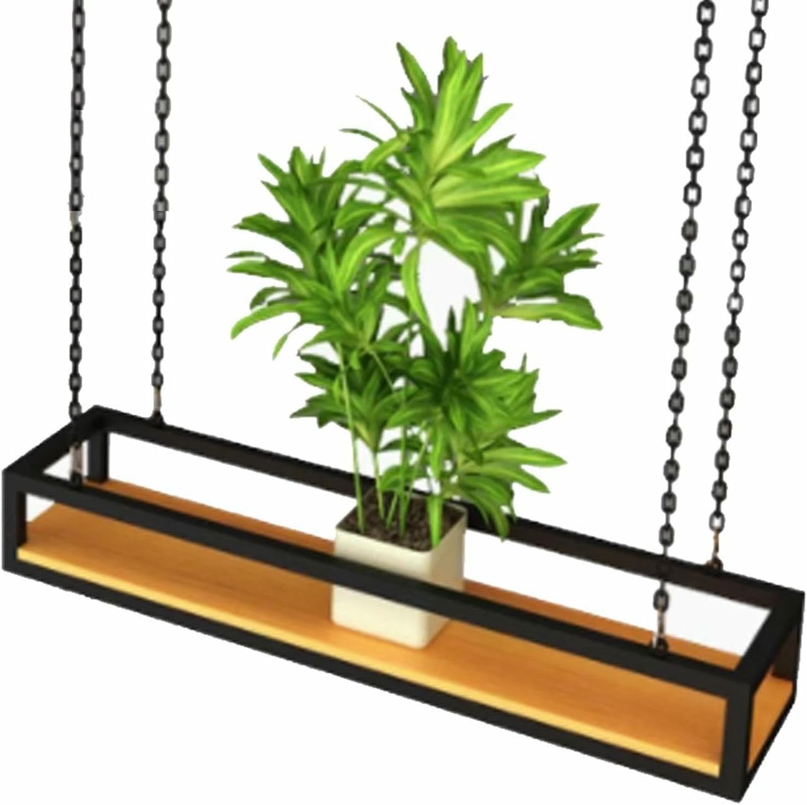 Étagère suspendue montée au plafond avec chaîne en fer pour plantes et bar