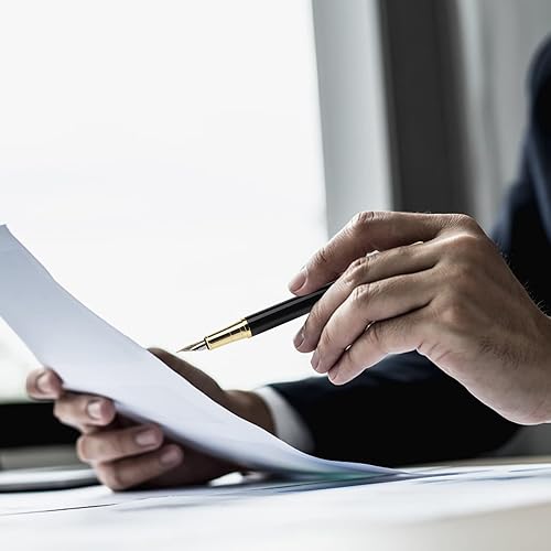 Vista 10 de Cheericome Pluma estilográfica, juego de pluma estilográfica de lujo para hombres y mujeres, bolígrafo de tinta para escritura suave, pluma Negro