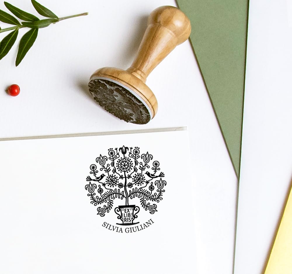 Ex Libris Timbro Personalizzato Albero della Vita – Regalo d’Arte in Elegante Scatola Regalo