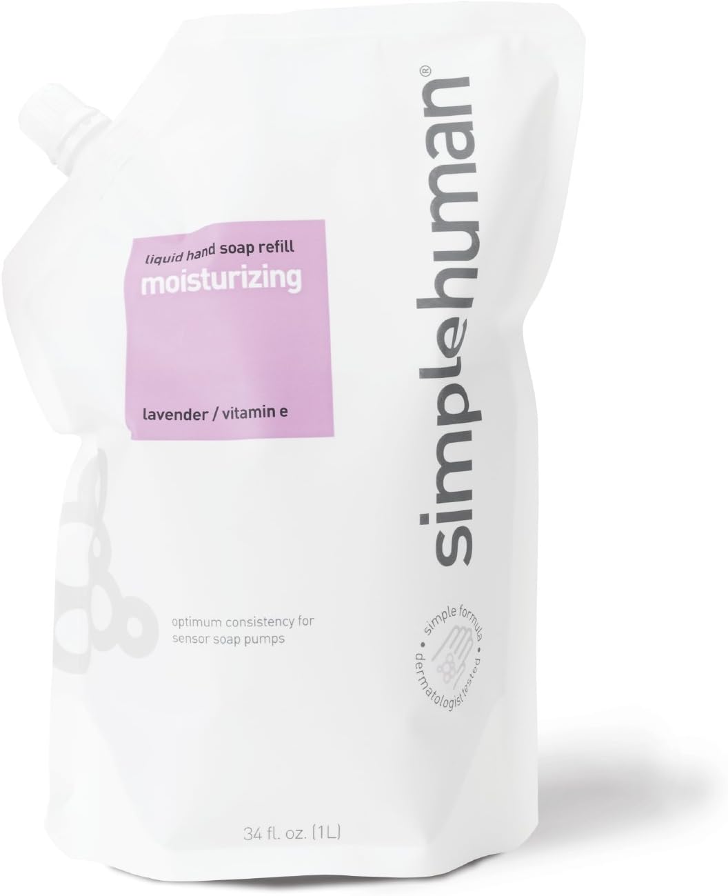 simplehuman Moisturizing Liquid Hand Soap, Lavender, Refill Pouch, 34 Fluid Ounce (Pack of 2)