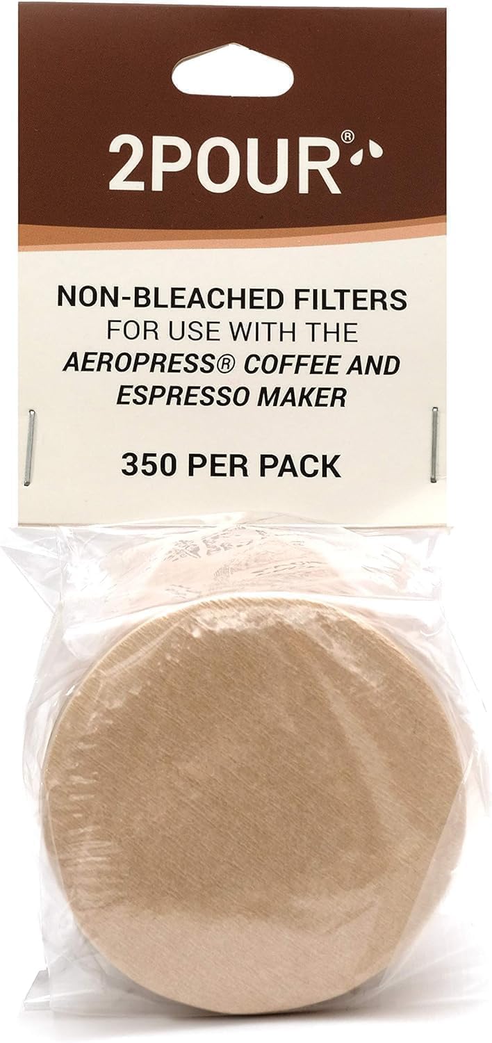 (1 Pack – 350x Standard) Paper Filters Compatible with The Aeropress® Coffee Maker/Aeropress® Go - Vegan Non Bleached Natural - 2POUR®