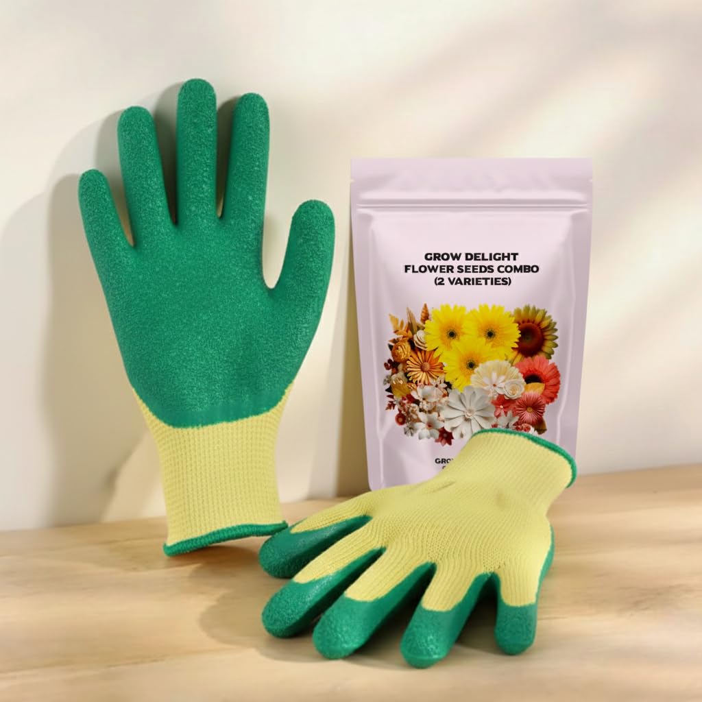 GROW DELIGHT Comfortable Gardening Hand Gloves | Heavy Duty Gloves for Gardening & Farming | Cut Resistant Farming Gloves for Nursery Plants