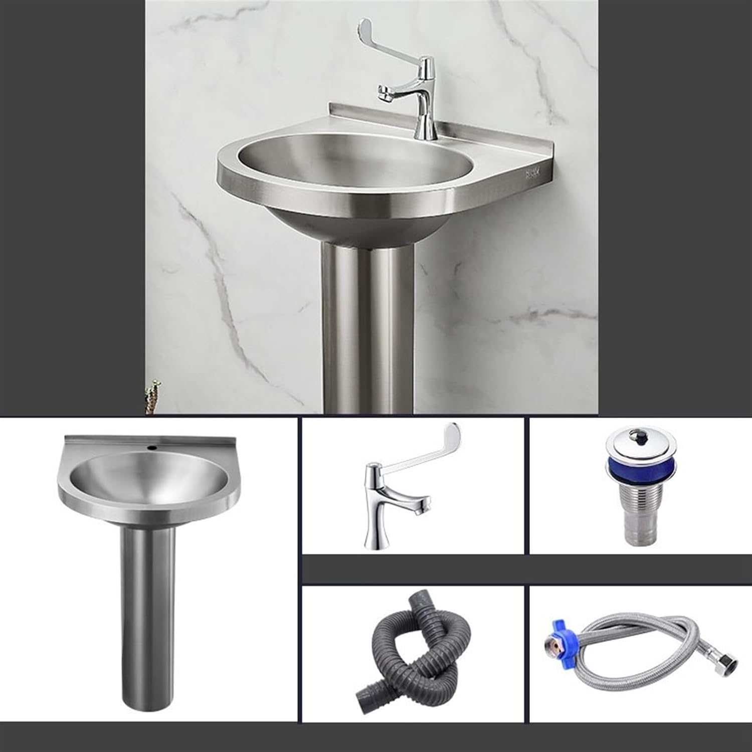 Washbasin Drain Sink washbasin Drain Hose, Bed Type Bathroom Sink Column face wash Basin, Optional Shekou Indoor and Outdoor Sink (D) (H)