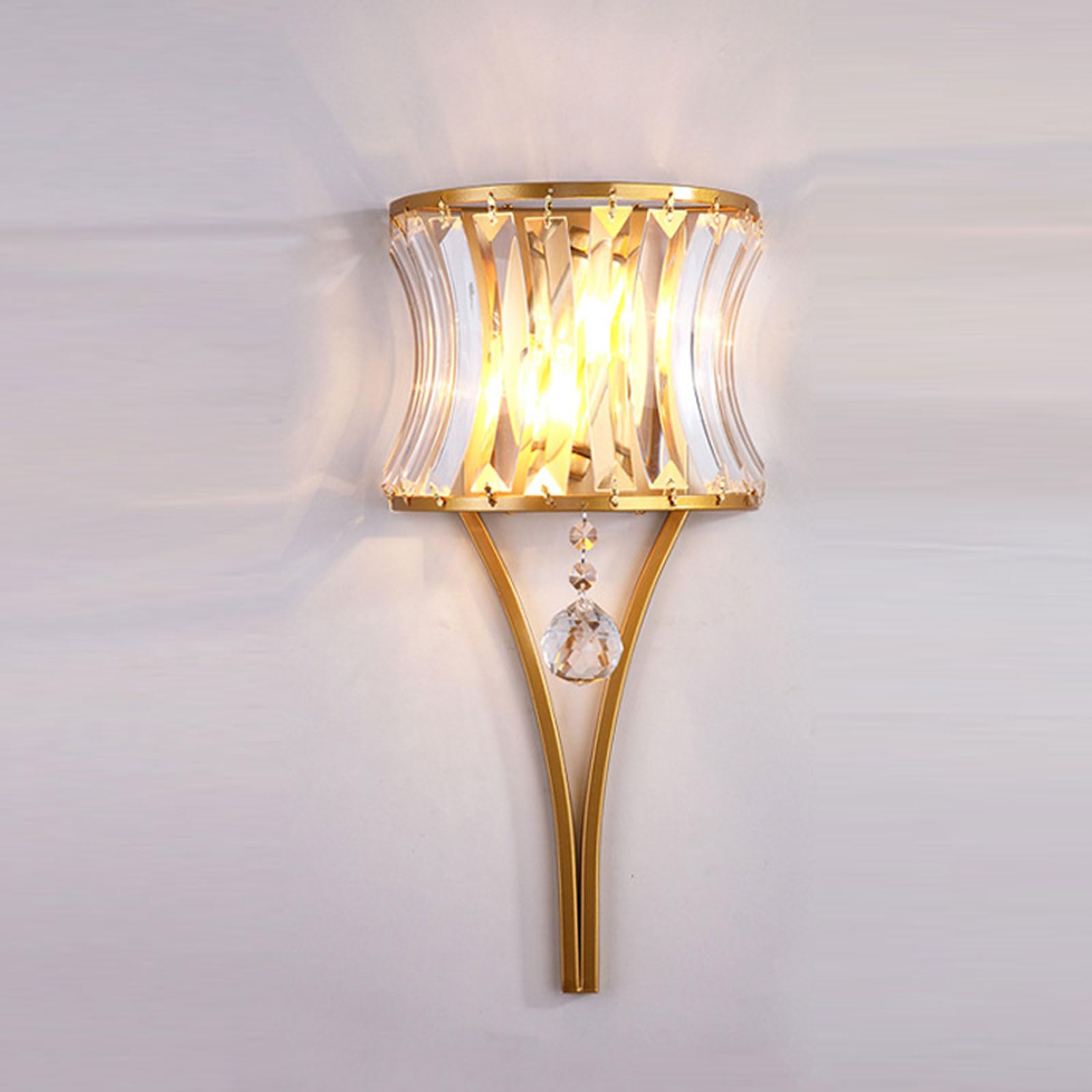 AWEITG European Style Wall Lamp Translucent Glass Shade - Anti-Rust Sconce for Living Room, Hotel, and Home(Gold-Pair of Light Fixture)