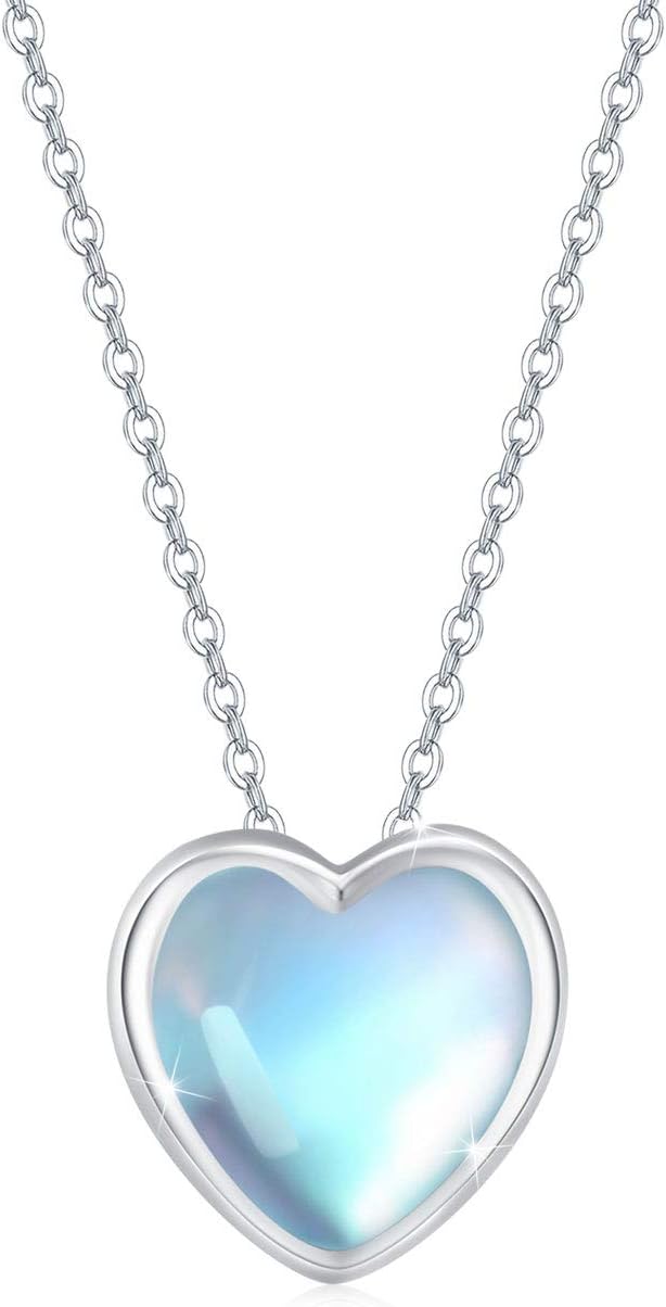 CUOKA MIRACLE Moonstone Necklace for Women 925 Sterling Silver Minimalist Pendant Necklace Jewelry Gifts for Mom Birthday Mother's Day Anniversary Christmas