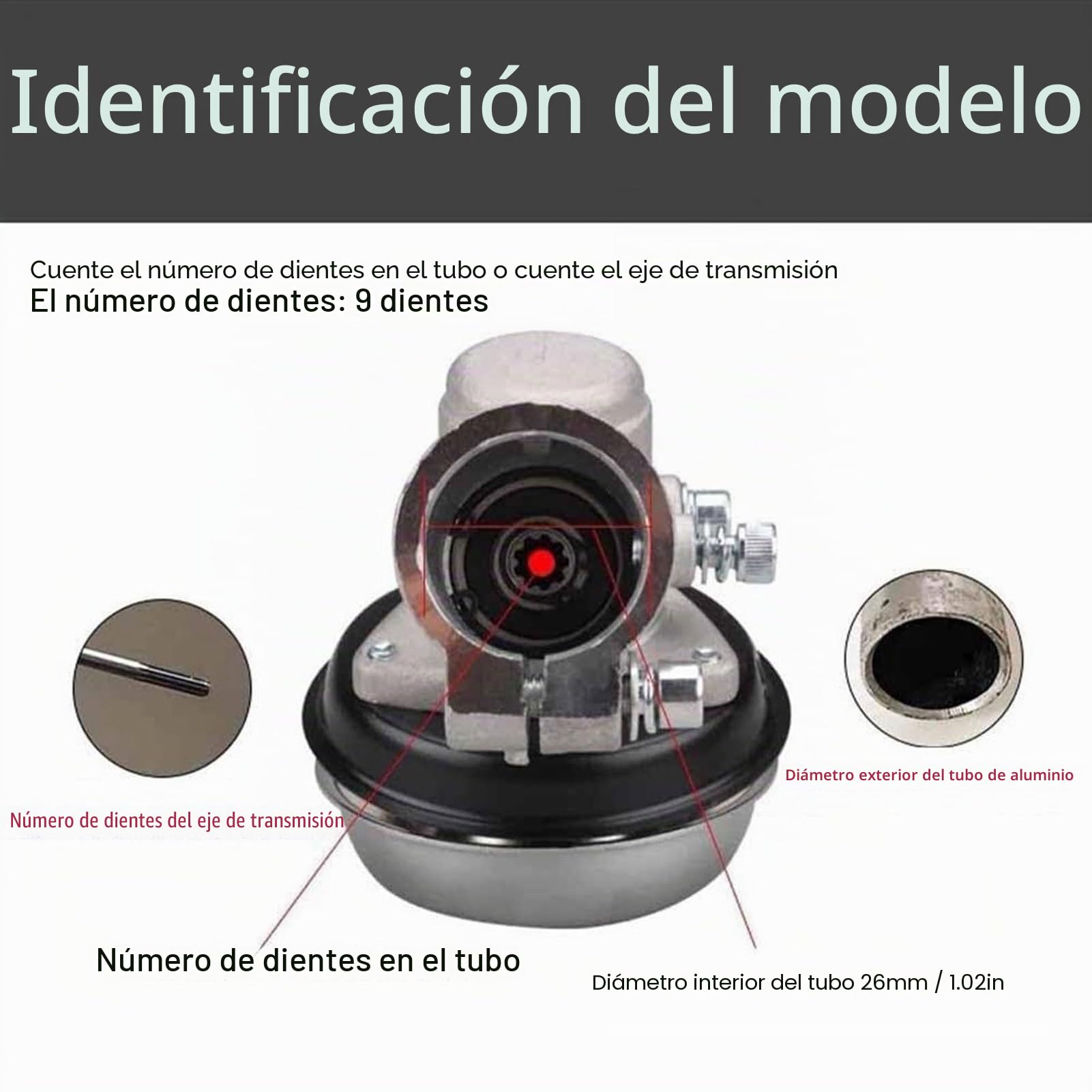 Rueda de aflojamiento multifuncional para cortadora y desbrozadora – 9 dientes, 26 mm de metal, para deshierbe del suelo