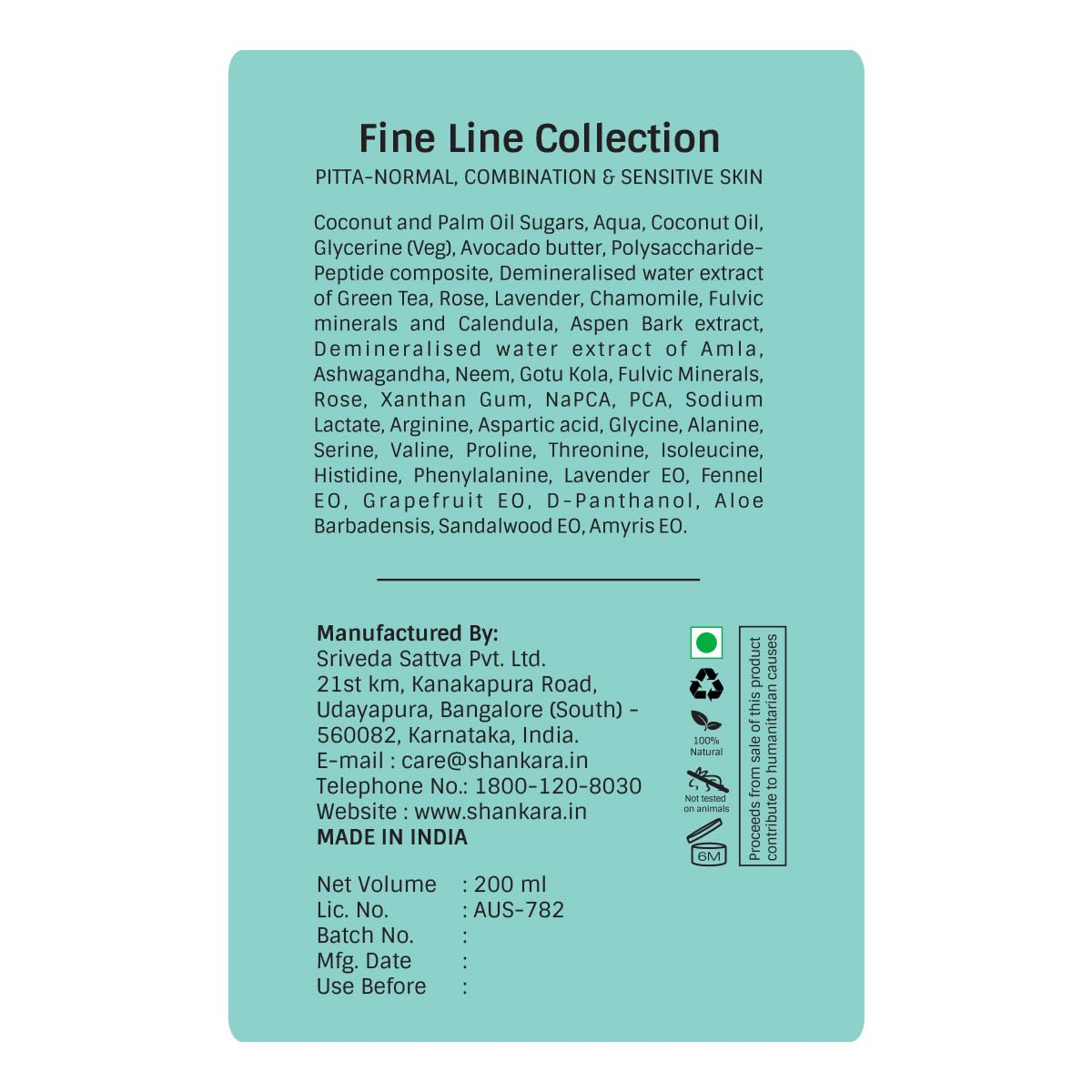 Shankara Fine Line Hydrating Cleanser With Vata & Pitta For Combination Skin - (200ml) 4