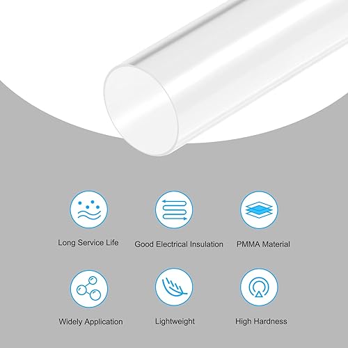 Miniatura 3 de MECCANIXITY Tubo acrílico transparente rígido redondo tubo 155 mm (6 ") ID 160 mm (6.3 ") OD 18" para lámparas y linternas, sistema de refrigeración