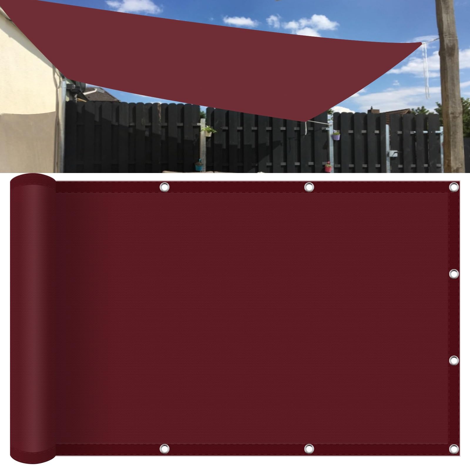 KLGFBDC Outdoor Sunshade Canopy 340x380 cm UV Protection 95% TearResistant Waterproof Rectangle Sail for Garden Patio Camping Burgundy Sun Shelter