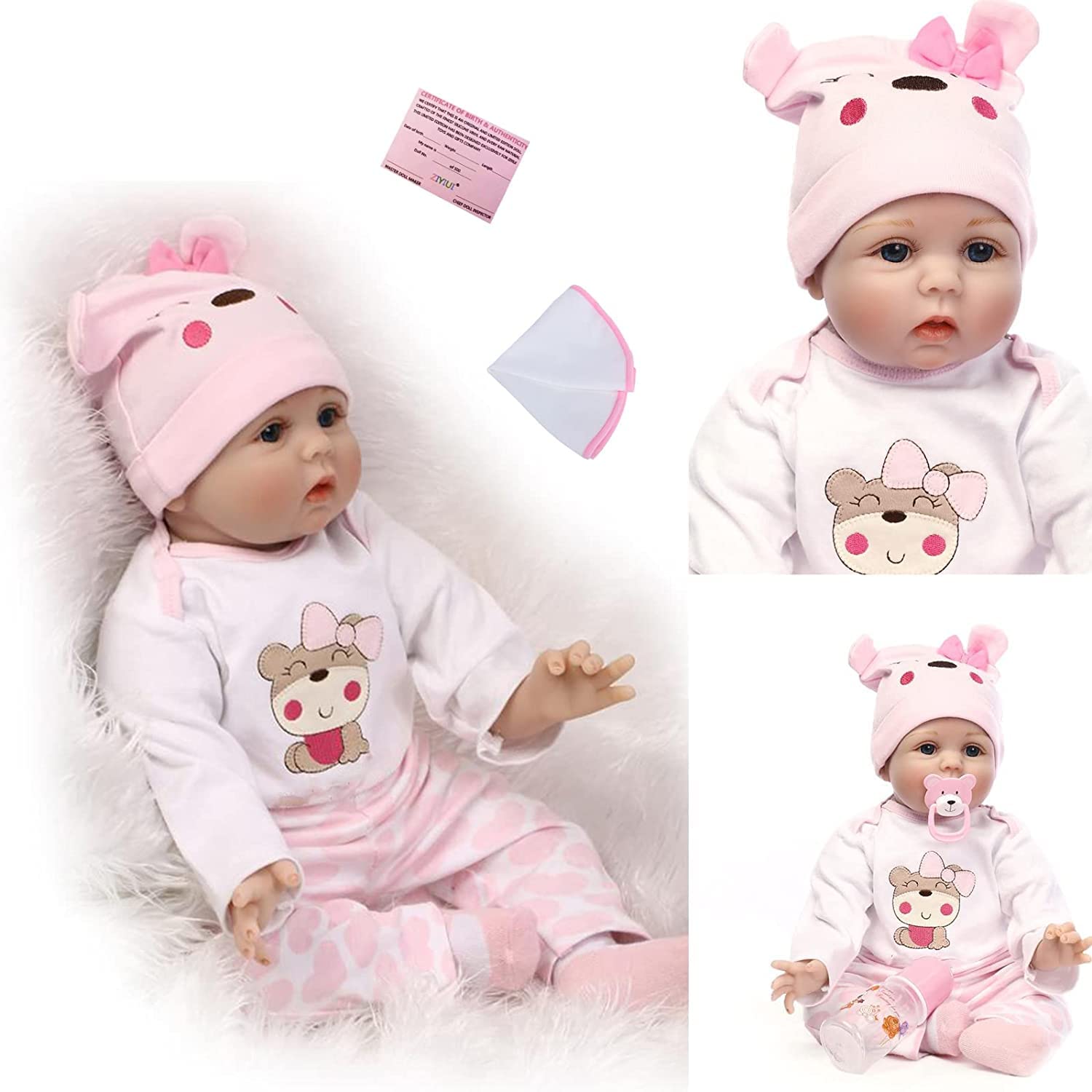 ZIYIUI Reborn lalka realistyczna 22 cale 55 cm miękki silikon winylowa lalka Reborn dziewczynka oczy otwarte zabawka dla dziecka prezent urodzinowy Reborn Baby