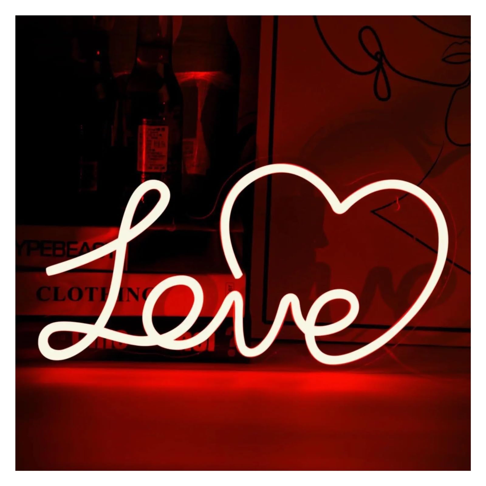 LEMST Sign Lamp Love Neon Sign, Suitable for Bedroom, Wedding, Valentine's Day and Romantic Scene Decoration 20.9x39.4cm