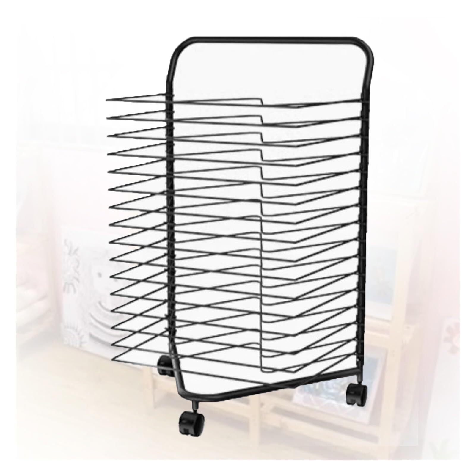 Aioneer Mobile Art Drying Rack With 16 Shelves, Space-Saving Classroom Artwork Stack, Ideal For Schools, Studios, And Art Clubs