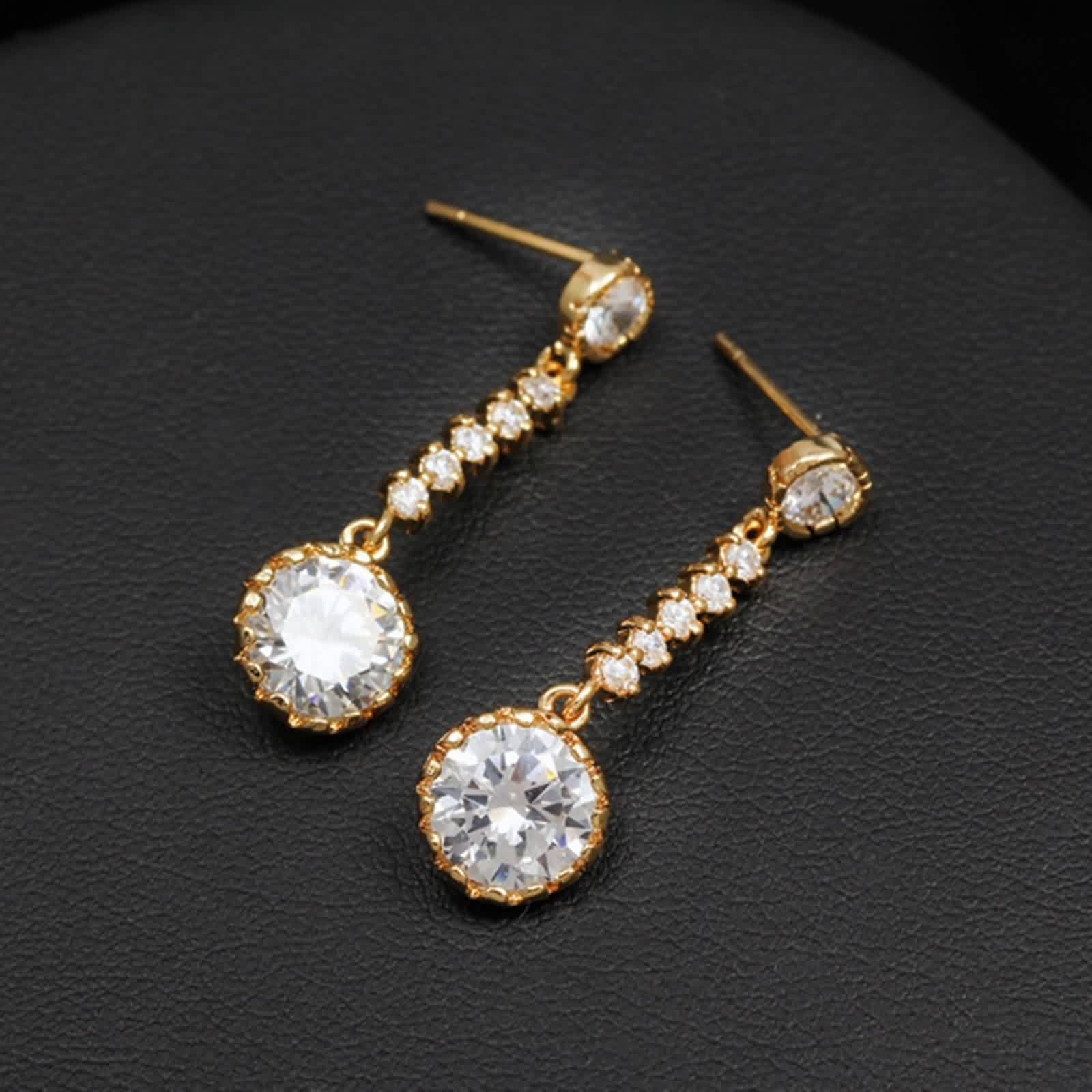AMDXD Pendientes de oro de 18 quilates Au750, pendientes clásicos con moissanita, oro amarillo 750, pendientes de moissanita, estilo Art Nouveau