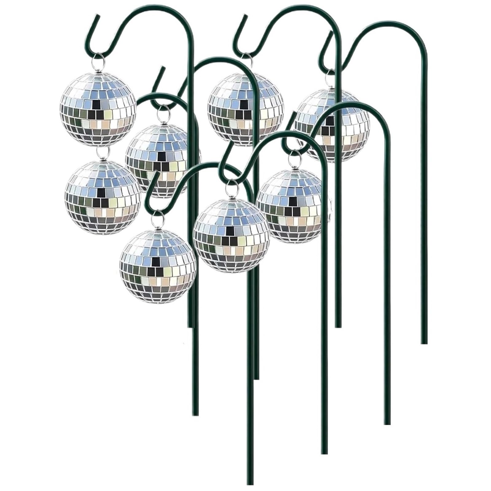 Piquets de jardin boule disco étanches : lot de 8 balises solaires 3cm