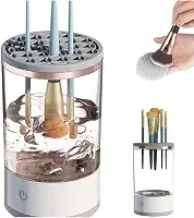 Limpador Elétrico de Pincéis de Maquiagem, Secador Automático com Base Organizadora, Branco e Rosé Gold
