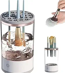Limpador Elétrico de Pincéis de Maquiagem, Secador Automático com Base Organizadora, Branco e Rosé Gold