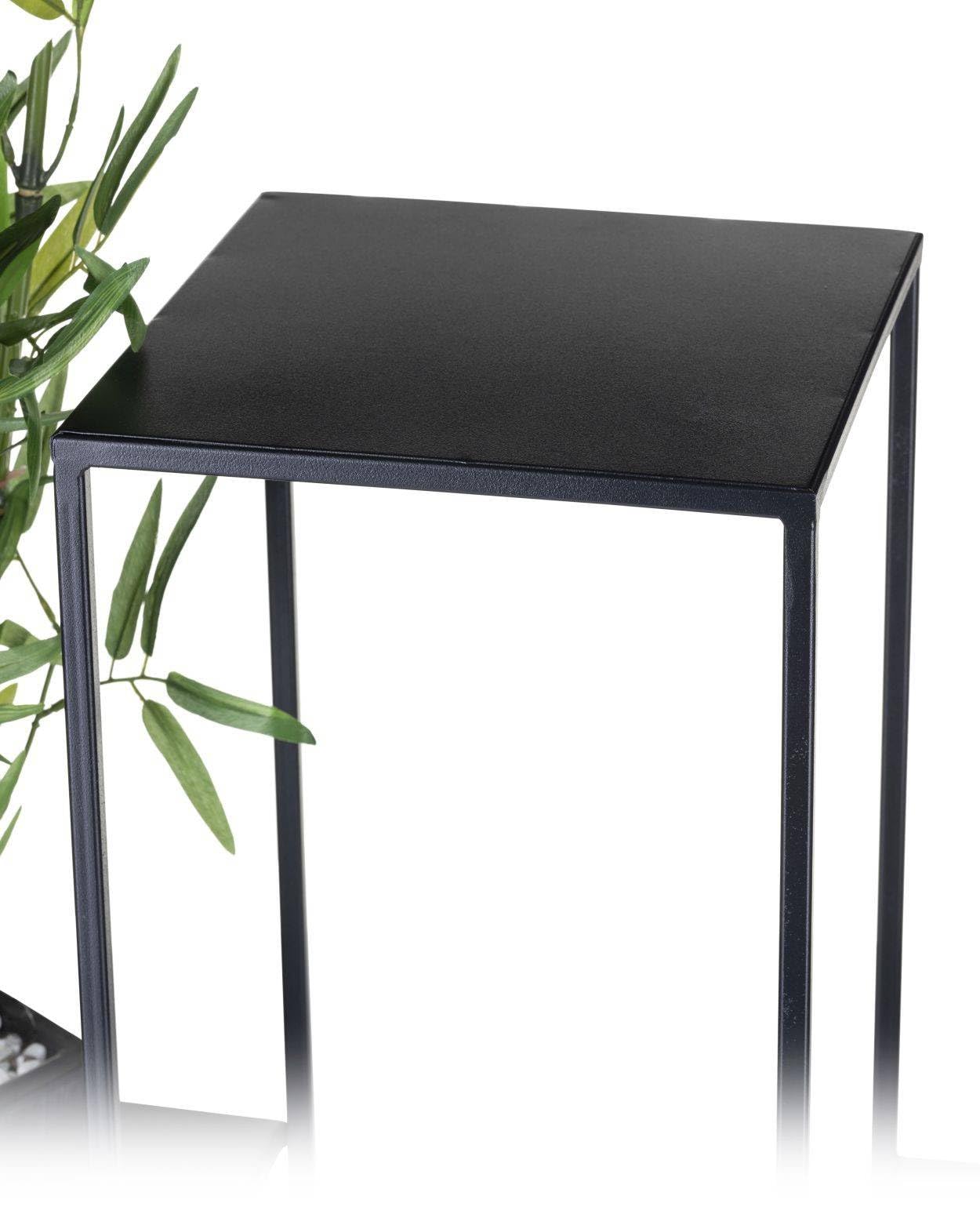 4-poziomowe schody kwiatowe - metalowe schody roślinne o wysokości 70 cm - półka na kwiaty z talerzami 24 cm w kolorze czarnym na 4 kwiaty - stojak na kwiaty do dekoracji wnętrz