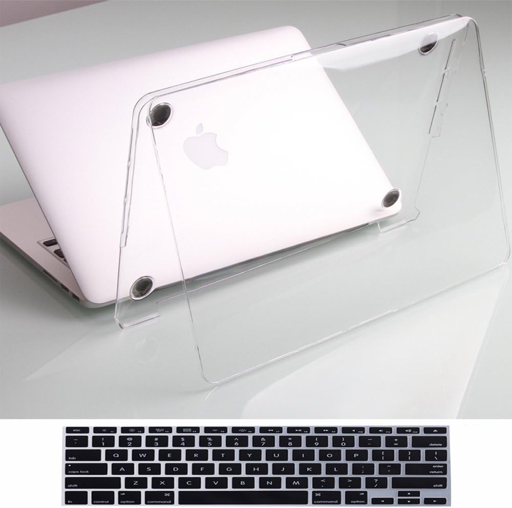 TWINSCASE Transparent MacBook Pro 15 Inch Case (A1398)+Black Keyboard Cover, Dust-Proof Anti-Scratch Rubberized Hard Protective Shell Cover for MacBook Pro 15 NoTouchbar,100% Glossy Crystal Clear