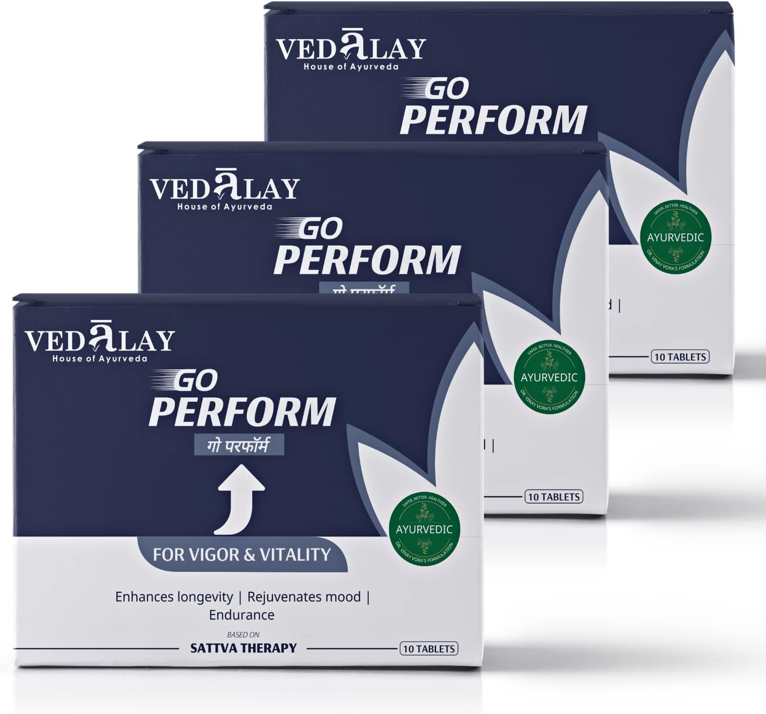 Vedalay GoPerform Ayurvedic Tablets | For enhancing Vigor & Vitality | Contains Pure Gold Dust | Improve Performance Naturally (1 Month Pack)