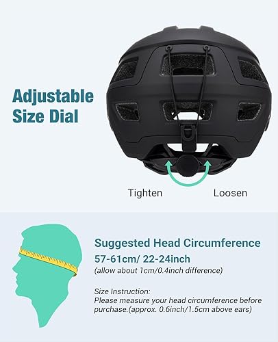 Miniatura 5 de Favoto Adult Mountain Bike Helmet for Men & Women, Magnetic Buckle MTB Helmet with Removable Visor, Lightweight for Commuting & Off-Road Cycling