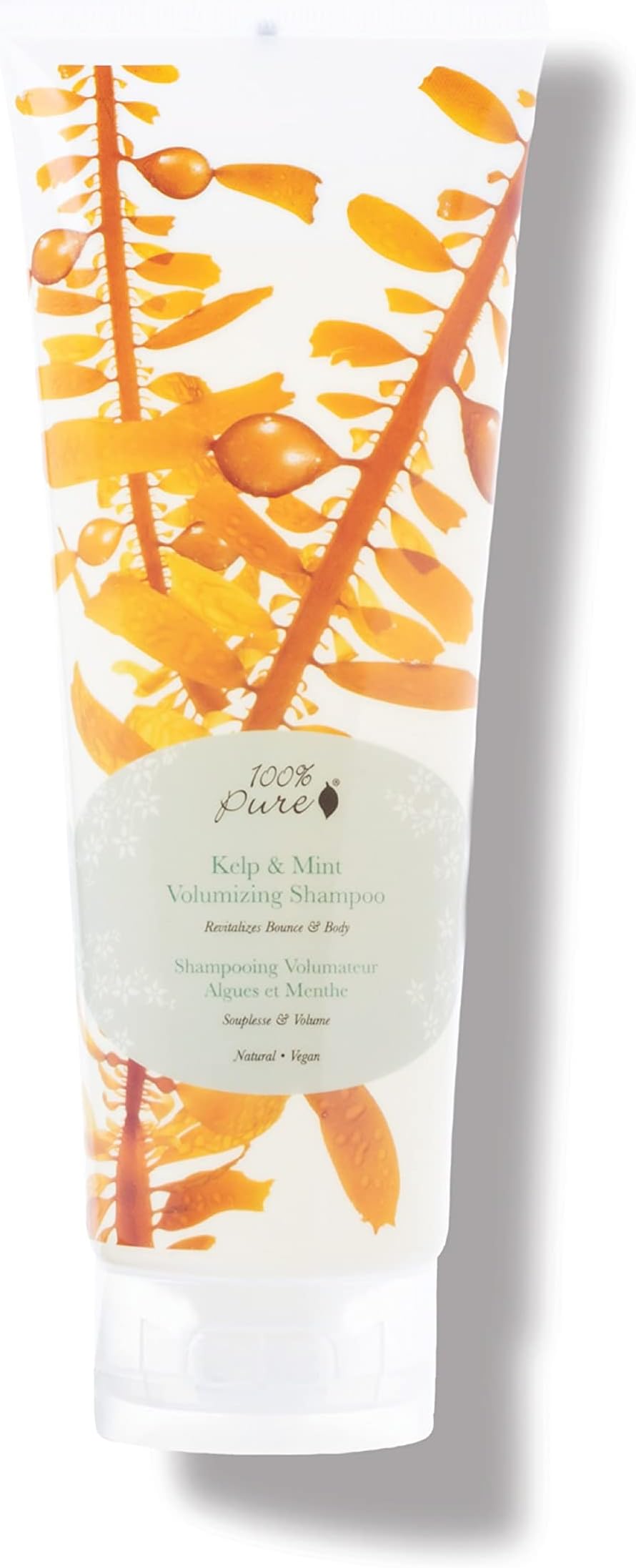 100% PURE Kelp & Mint Volumizing Shampoo Purifying Hydration & Deep Detox - Botanical Body Boost for Dry, Damaged Thinning Hair, Promotes Healthy Growth for Women & Men - Sulfate Free - 8 Fl Oz
