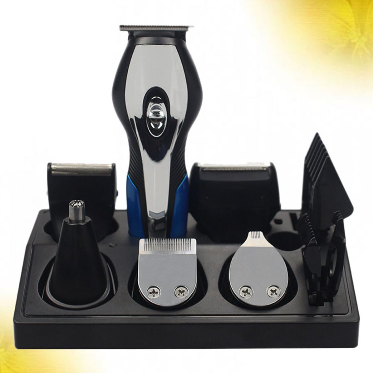 SUPVOX Set Taglio Chioma Multifunzione Uomo con Rasoio Elettrico Nero Usb, Design Compatto in Abs con Batteria e Lama per Incisioni, per Barba e Naso