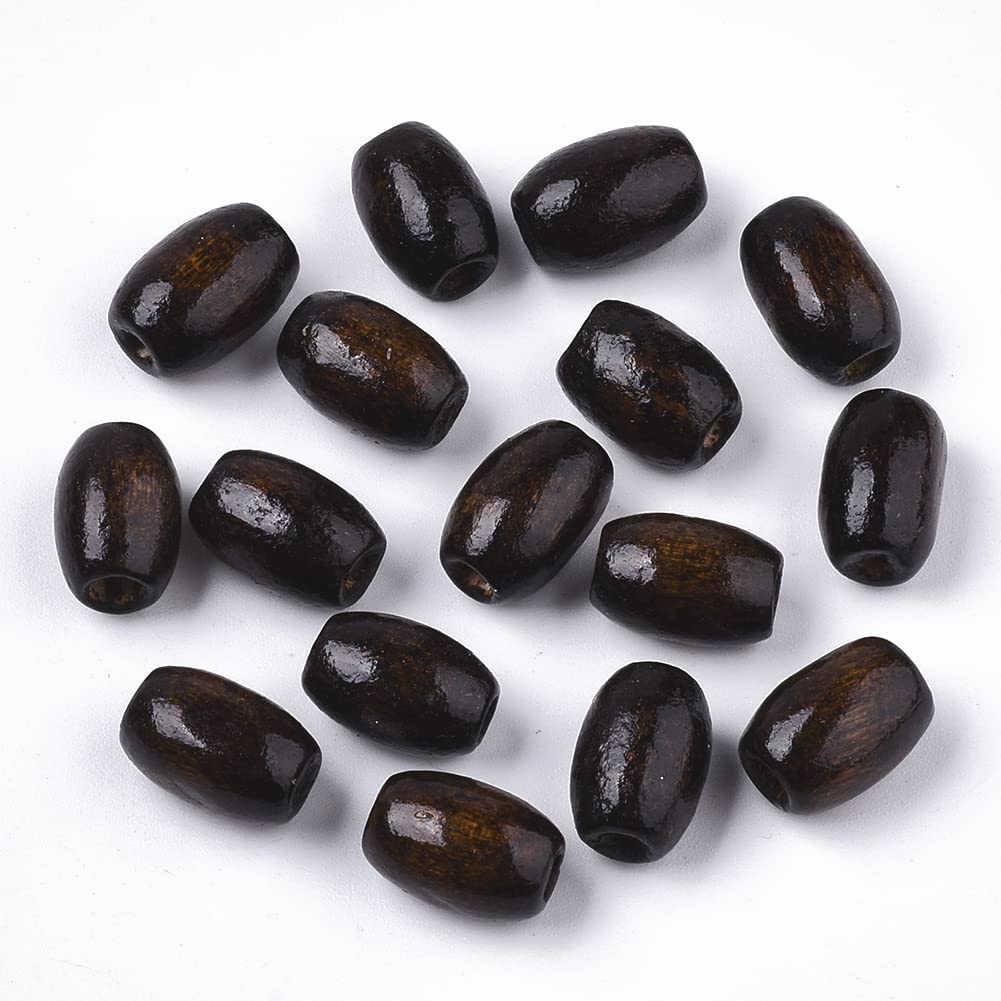 Lot de 400 perles en bois à grand trou pour dreadlocks, tresses, 4 couleurs, baril ovale, entretoises en bois européen pour fabrication de bracelets en macramé, trou : 3 à 5 mm, marron noix de coco