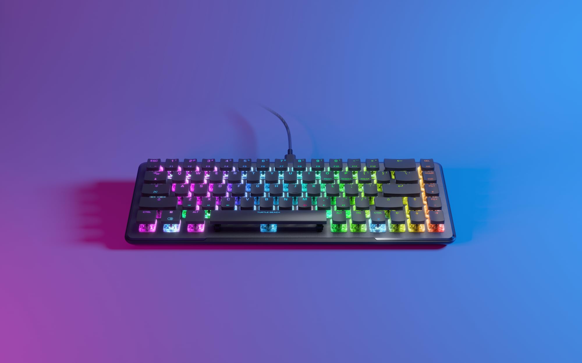 Turtle Beach Vulcan II Mini Optyczna klawiatura gamingowa 65% z konfigurowalnym oświetleniem RGB, technologia powielania przycisków, aluminiowa płyta, czarna