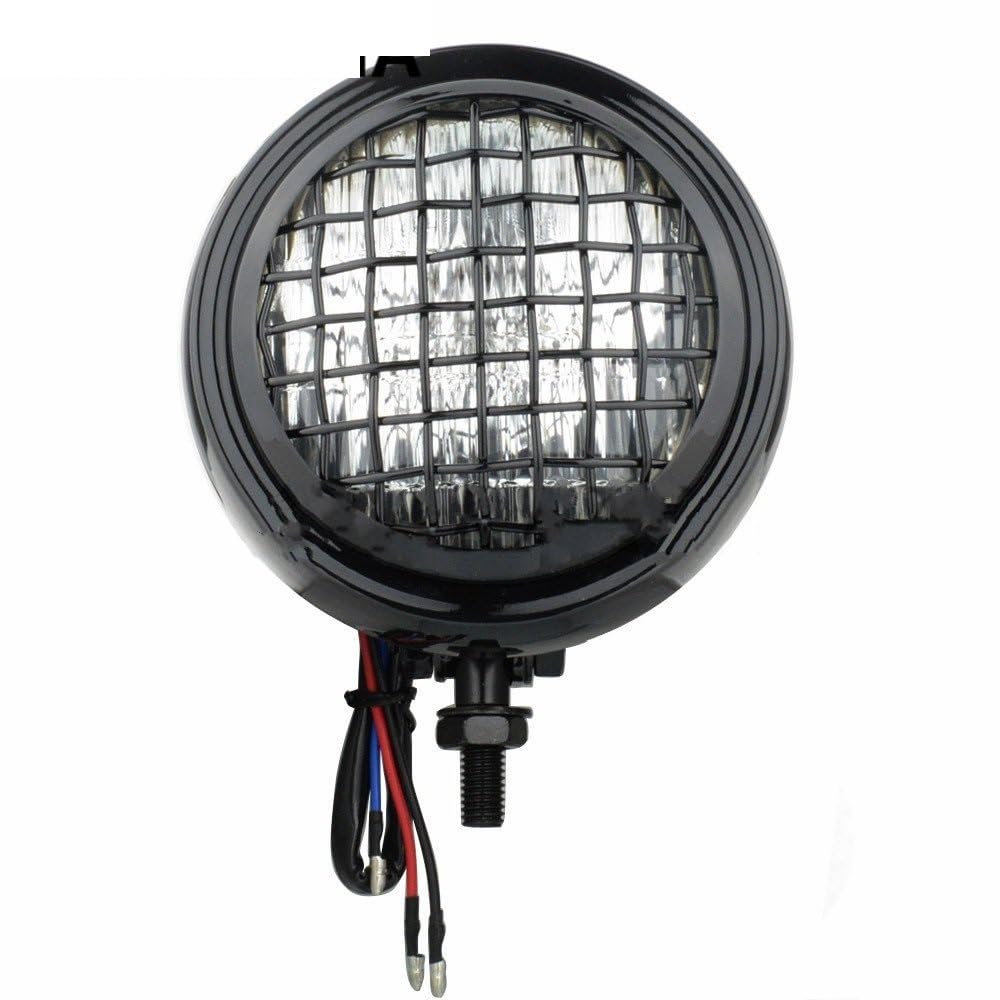 Światło Do Jazdy Pasuje do Harley Chopper 4.5 "reflektor uszczelniona lampa żarówka motocykl Cafe Racer lampa czołowa z osłoną grilla Dirt Bike Reflektor(Chrome Amber)